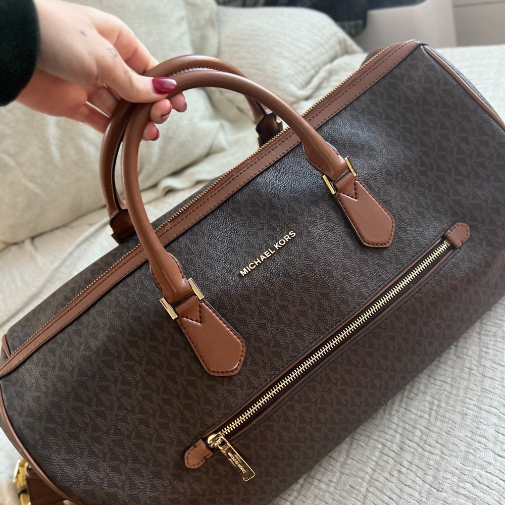 RARE MONOGRAM Michael Kors Brown Monogram DUFFLE BAG + TRAVEL
